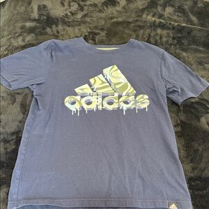 adidas Navy T-Shirt with Yellow-Green Marbled Logo